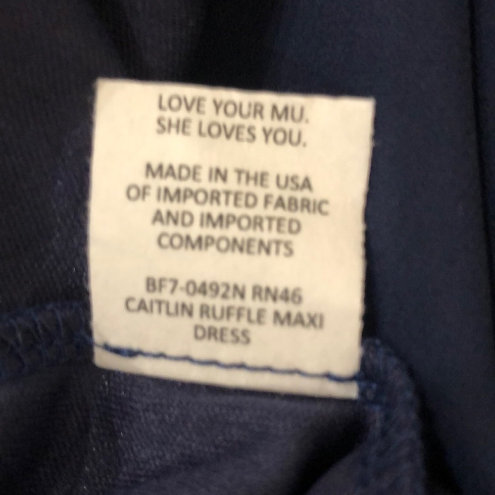 NWOT Show Me Your Mumu Caitlin ruffle Maxi Dress SZ S Navy Crisp - Picture 9 of 11